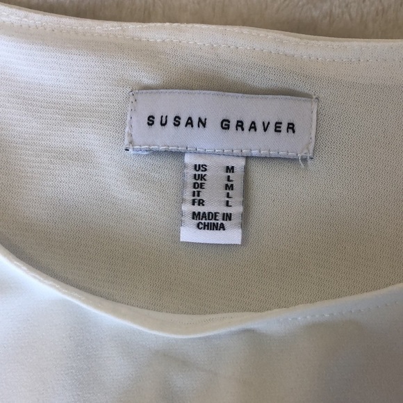 Susan Graver Long Chiffon Lace Sleeve Blouse, M - Picture 5 of 8